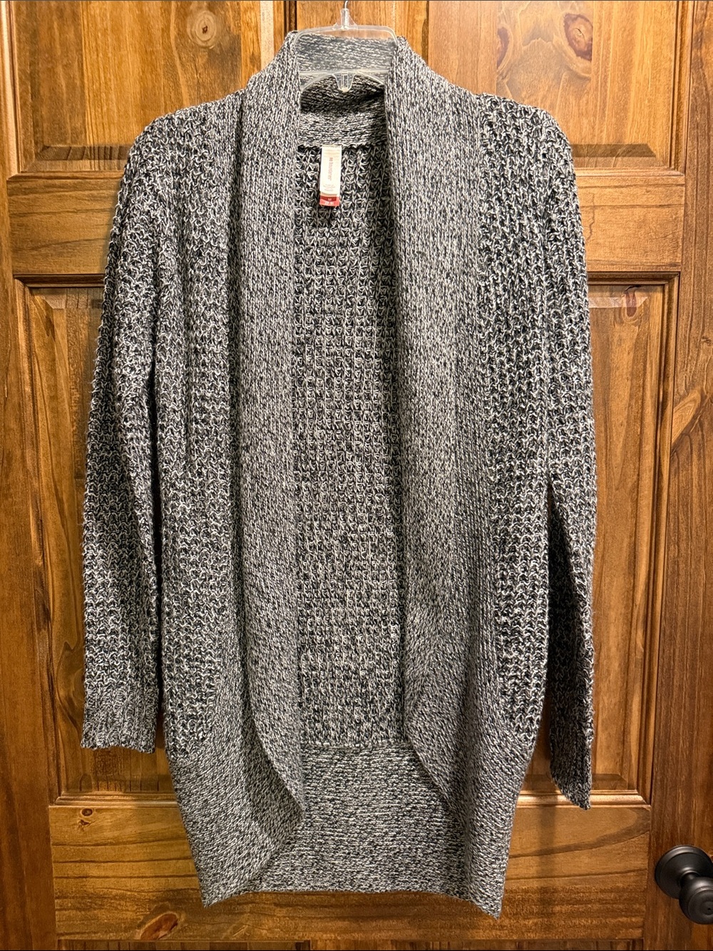 No Boundaries Marbled Gray and Black Open-Front Knit Cardigan